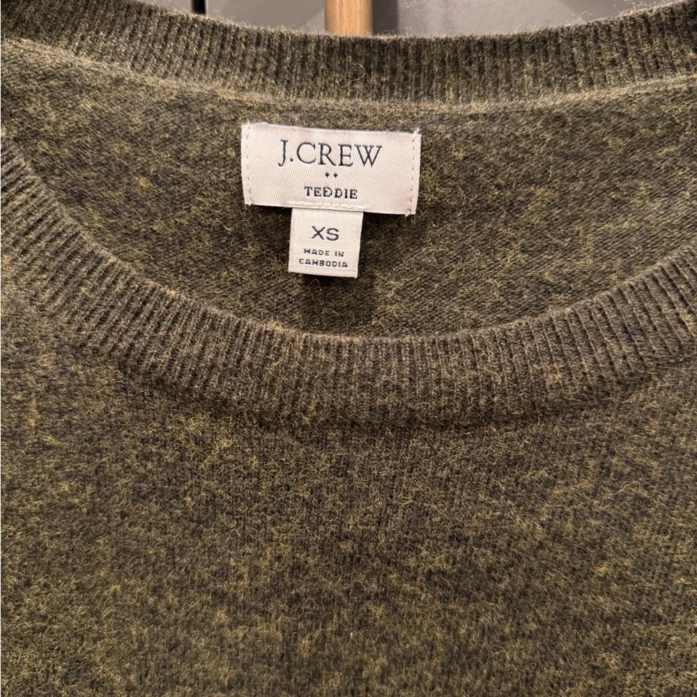 J.Crew Teddie Cotton-Wool Blend Crewneck Sweater Green Women’s XS